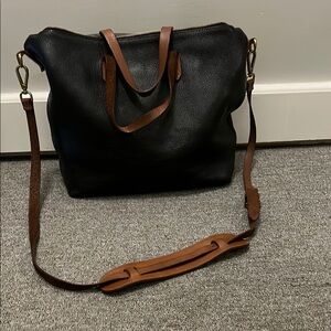 Madewell Black and Brown Leather Tote Bag